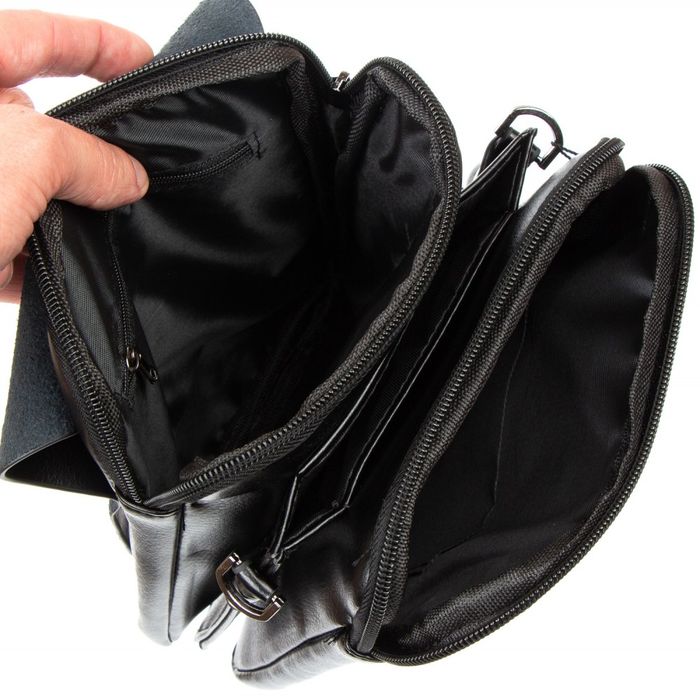 Чоловіча сумка через плече зі шкірозамінника DR. BOND 524-2 black купити недорого в Ти Купи