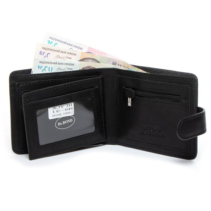Шкіряний чоловічий гаманець Classic DR. BOND MS-31 black купити недорого в Ти Купи