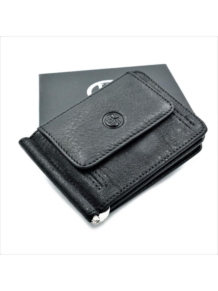 Чоловічий шкіряний гаманець Weatro 11 х 8 х 2 см Чорний wtro-168-27 купити недорого в Ти Купи
