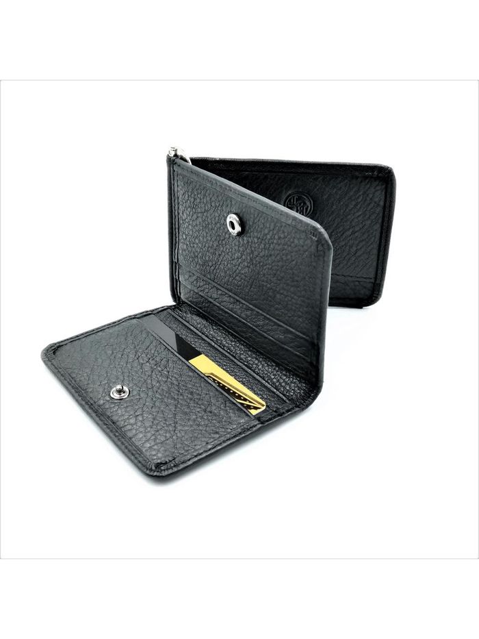 Мужской кожаный кошелек-зажим Weatro 11 х 8 х 2 см Черный wtro-168-27 купить недорого в Ты Купи