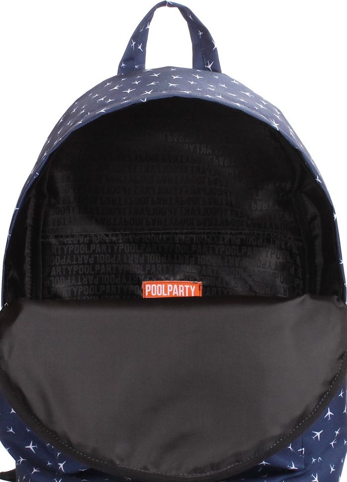 Женский текстильный рюкзак POOLPARTY backpack-planes-darkblue купить недорого в Ты Купи