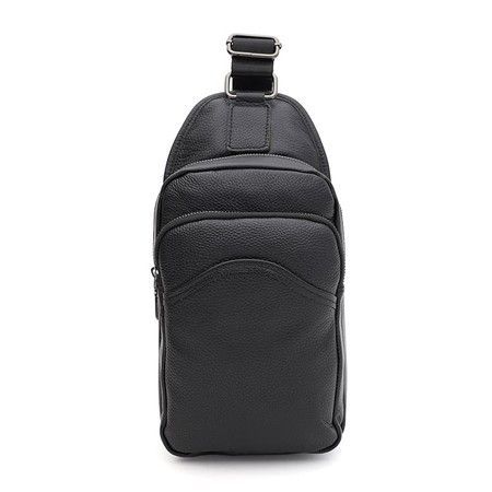 Мужской кожаный рюкзак через плечо Borsa Leather K1a1003bl-black купить недорого в Ты Купи