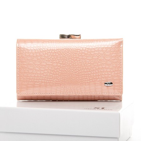 Женский лакированный кошелек из кожи LR SERGIO TORRETTI WS-10 pink купить недорого в Ты Купи