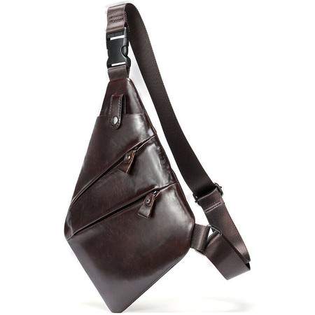 Кожаная тёмно-коричневая сумка-слинг Vintage 14998 купить недорого в Ты Купи
