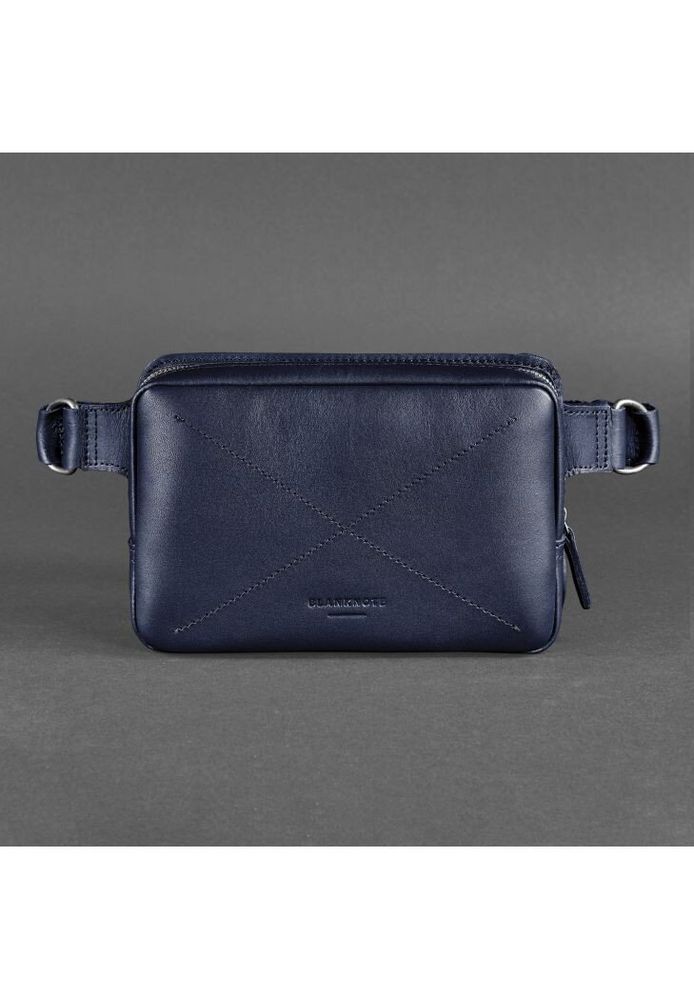 Кожаная поясная сумка Dropbag Mini темно-синяя BlankNote bn-bag-6-navy-blue купить недорого в Ты Купи