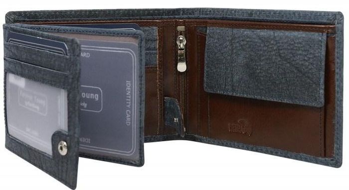 Чоловічий шкіряний гаманець завжди дикий N992VTP синій купити недорого в Ти Купи