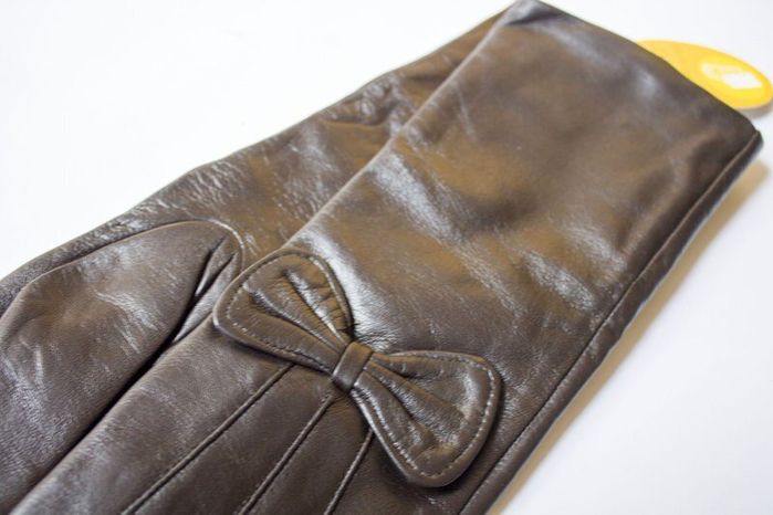 Жіночі темно-коричневі шкіряні довгі рукавички Shust Gloves купити недорого в Ти Купи