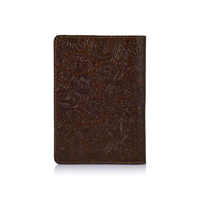 Шкіряна оливкова обкладинка на паспорт HiArt PC-01Mehendi Art Оливковий купити недорого в Ти Купи