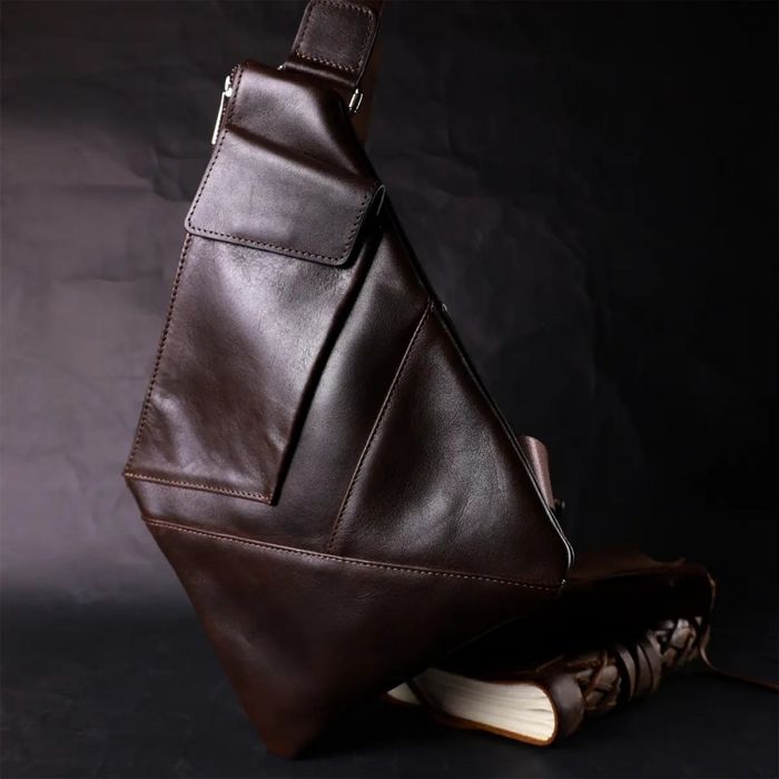 Мужская кожаная сумка-слинг GRANDE PELLE 11669 купить недорого в Ты Купи