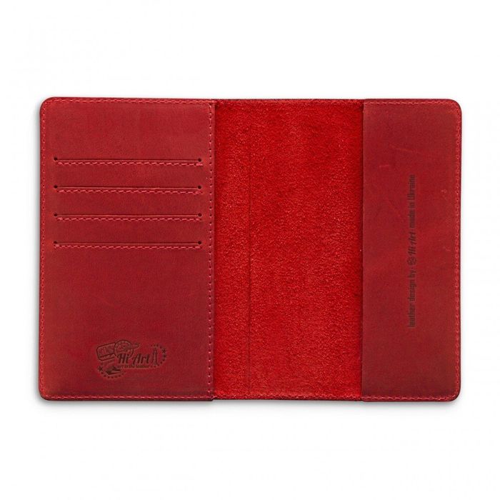Обложка для паспорта из кожи HiArt PC-02 Let's Go Travel Красный купить недорого в Ты Купи