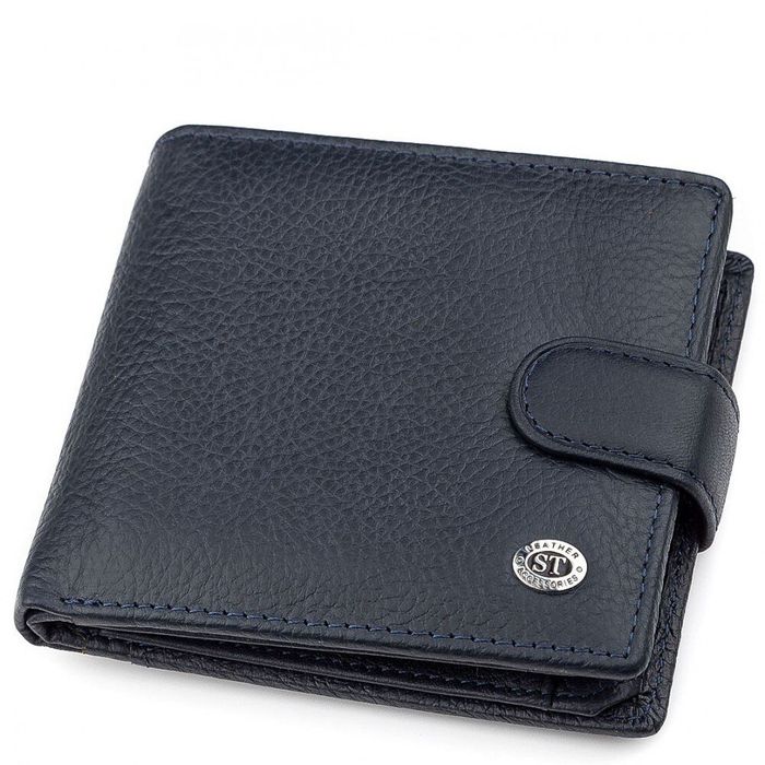 Мужское портмоне из натуральной кожи ST Leather 18346 (ST153) Синий купить недорого в Ты Купи