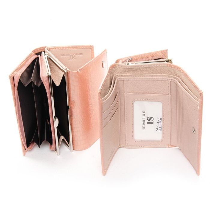 Жіночий лакований гаманець зі шкіри LR SERGIO TORRETTI WS-10 pink купити недорого в Ти Купи