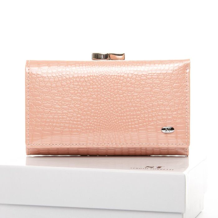 Жіночий лакований гаманець зі шкіри LR SERGIO TORRETTI WS-10 pink купити недорого в Ти Купи