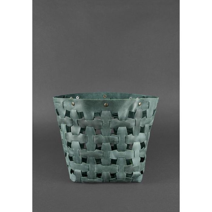 Шкіряна плетена жіноча сумка BlankNote Пазл Crazy Horse L Зелена (BN-BAG-33-iz) купити недорого в Ти Купи