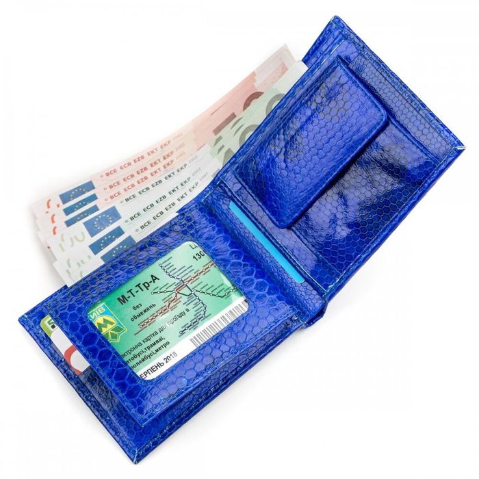 Жіночий гаманець зі шкіри морської змії SEA SNAKE LEATHER 18144 Синій купити недорого в Ти Купи