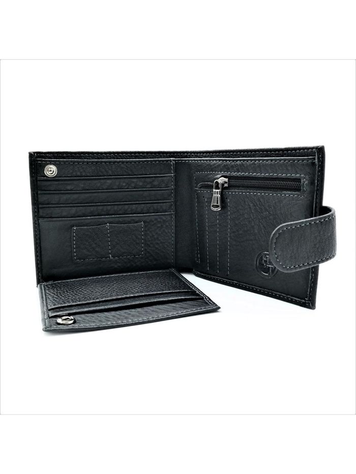Чоловічий шкіряний гаманець Weatro 11 х 10 х 2 см Чорний wtro-208V купити недорого в Ти Купи