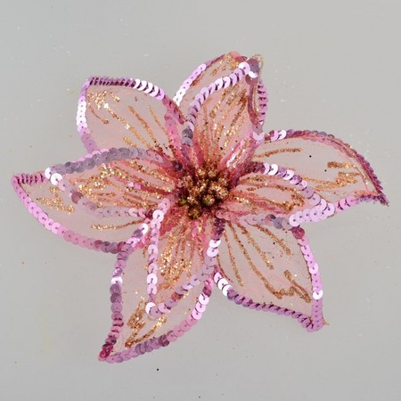 Цветок пуансеттии “Роскошь” полупрозрачный розовый, 23*23 см Новогодько 750310 купить недорого в Ты Купи