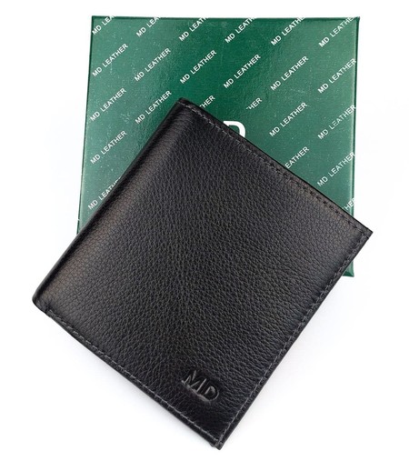 Компактный мужской кожаный кошелек на магнитах MD Leather MD-606-A (JZ6725) черный купить недорого в Ты Купи