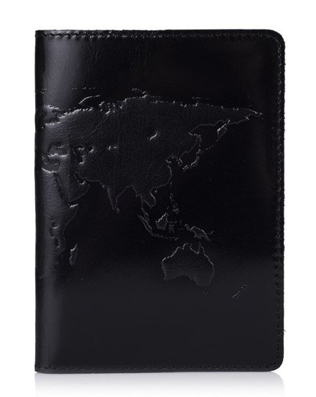 Обложка для паспорта из кожи HiArt PC-01 Crystal Panther World Map Черный купить недорого в Ты Купи