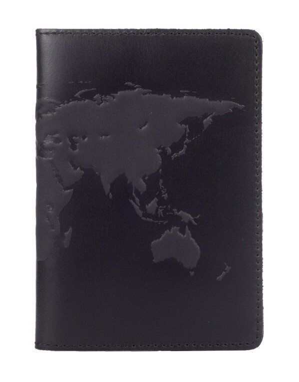 Обкладинка для паспорта зі шкіри HiArt PC-01 Shabby Night World Map Чорний купити недорого в Ти Купи
