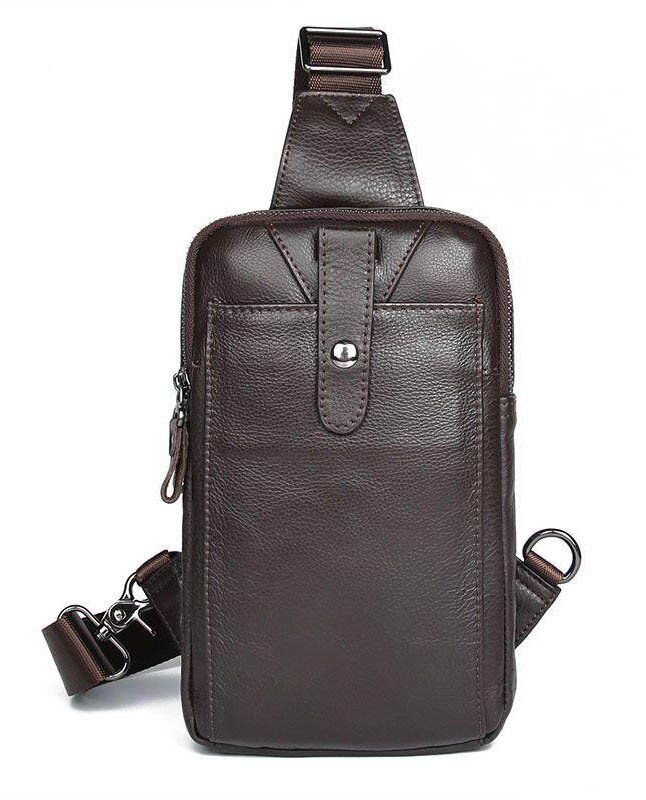 Мужская кожаная коричневая сумка-рюкзак John McDee jd4018с купить недорого в Ты Купи