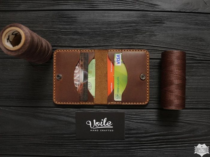 Чоловічий шкіряний гаманець ручної роботи VOILE vl-mw3-lbrn-tbc купити недорого в Ти Купи
