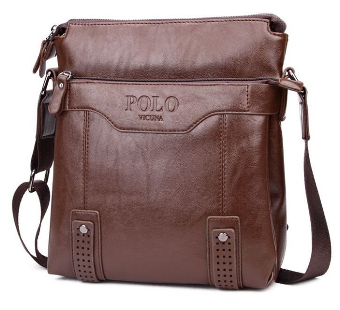 Мужская коричневая сумка через плечо Polo 8804-1 купить недорого в Ты Купи