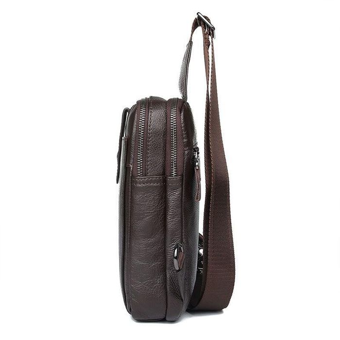 Мужская кожаная коричневая сумка-рюкзак John McDee jd4018с купить недорого в Ты Купи