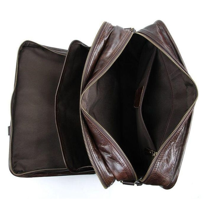 Мужская кожаная коричневая сумка John McDee jd7345c купить недорого в Ты Купи