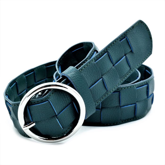 Кожаный женский ремень Weatro Синий (темно-бирюзовый) koz-zh40-kit-055 купить недорого в Ты Купи