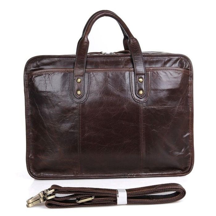 Мужская кожаная коричневая сумка John McDee jd7345c купить недорого в Ты Купи