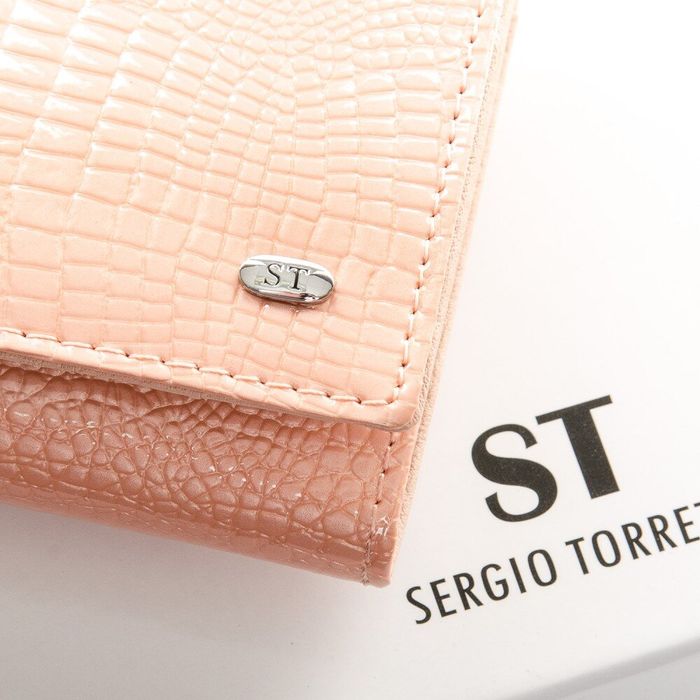 Женский лакированный кошелек из кожи LR SERGIO TORRETTI W501 pink купить недорого в Ты Купи