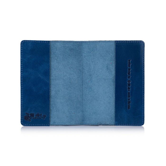 Кожаная обложка на паспорт HiArt PC-01 Mehendi Art голубой Голубой купить недорого в Ты Купи