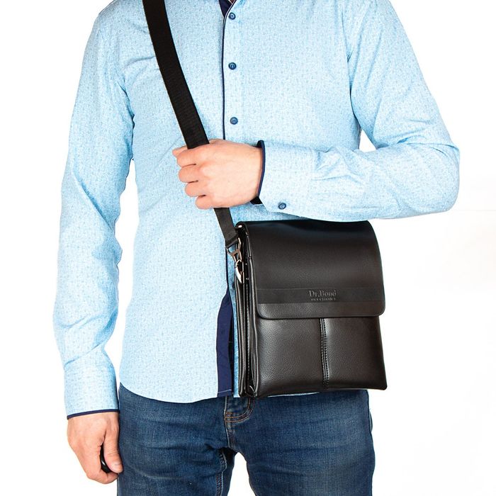 Чоловіча сумка через плече зі шкірозамінника DR. BOND 523-3 black купити недорого в Ти Купи