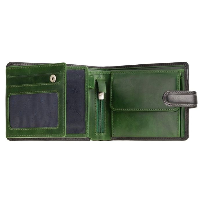 Мужской кожаный кошелек Visconti TR35 Atlantis c RFID (Black Green) купить недорого в Ты Купи