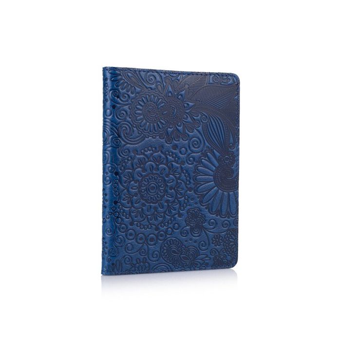 Кожаная обложка на паспорт HiArt PC-01 Mehendi Art голубой Голубой купить недорого в Ты Купи