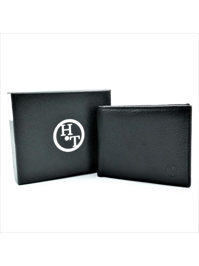 Чоловічий шкіряний гаманець Weatro 11 х 9 х 2,5 см Чорний wtro-168-24F купити недорого в Ти Купи