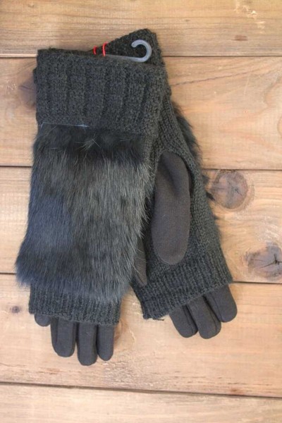 Женские чёрные перчатки стрейч и вязка 1971s2 М купить недорого в Ты Купи