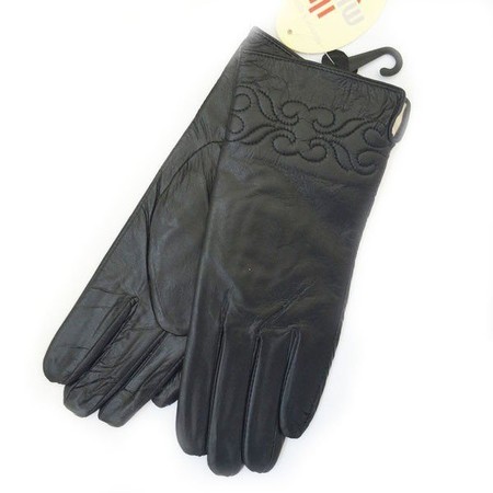 Зимние черные теплые женские перчатки из натуральной кожи купить недорого в Ты Купи