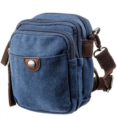 Текстильная синяя сумка-борсетка на пояс Vintage 20162 купить недорого в Ты Купи