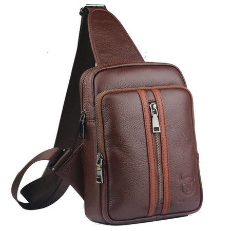 Шкіряна чоловіча темно- сумка-рюкзак Bull t1357 Темно-коричневий купити недорого в Ти Купи