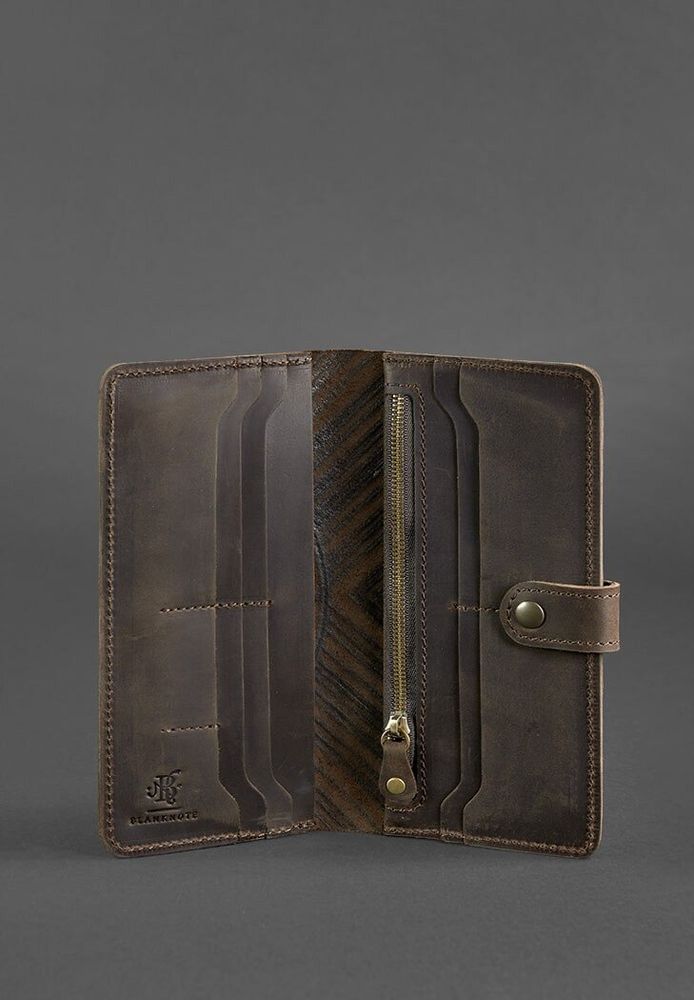 Шкіряне портмоне на блискавки BlankNote 7.0 Темно-коричневе Crazy Horse BN-PM-7-O купити недорого в Ти Купи