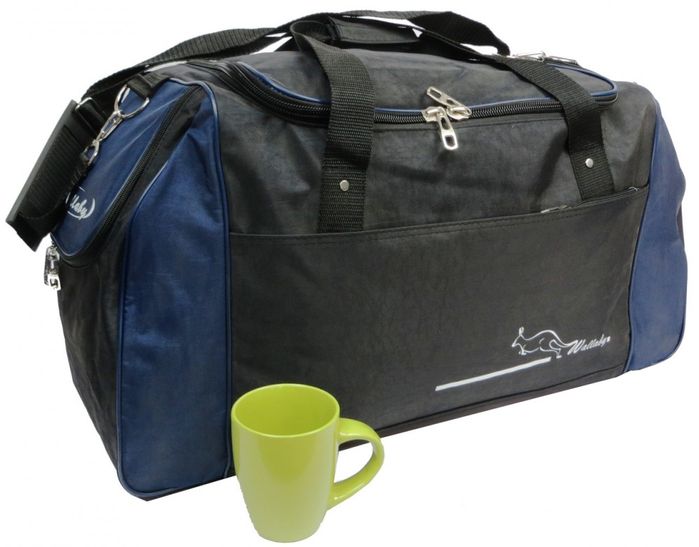 Спортивна сумка Wallaby 447-1 чорний із синім, 59 л купити недорого в Ти Купи