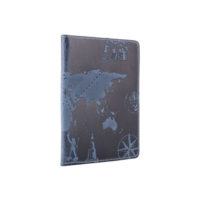 Кожаная обложка на паспорт HiArt PC-01 7 Wonders of the World голубая Голубой купить недорого в Ты Купи