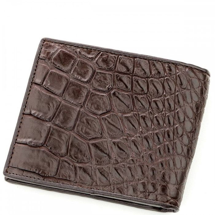 Чоловічий гаманець зі шкіри крокодила CROCODILE LEATHER 18577 Коричневий купити недорого в Ти Купи