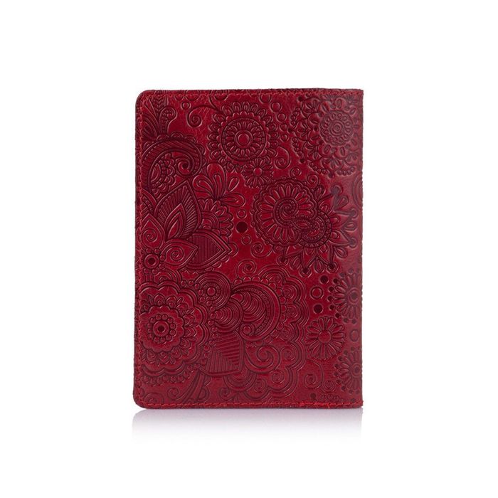 Шкіряна червона обкладинка на паспорт HiArt PC-01 Mehendi Art Червоний купити недорого в Ти Купи