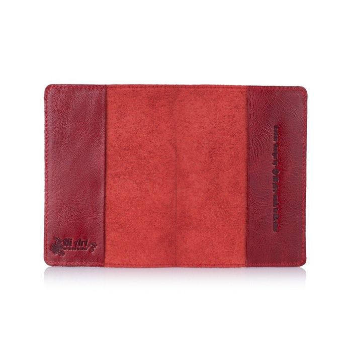Кожаная красная обложка на паспорт HiArt PC-01 Mehendi Art Красный купить недорого в Ты Купи