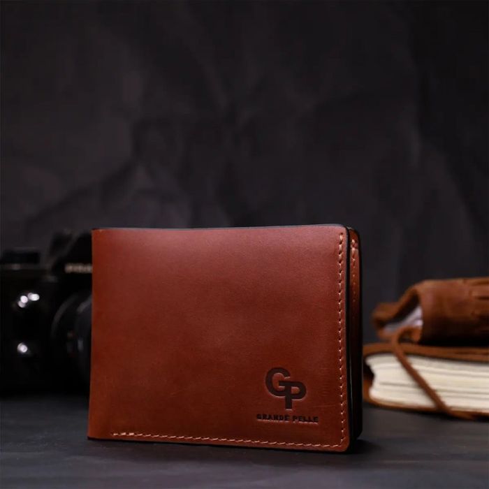 Кожаный мужской кошелек ручной работы GRANDE PELLE 11661 купить недорого в Ты Купи