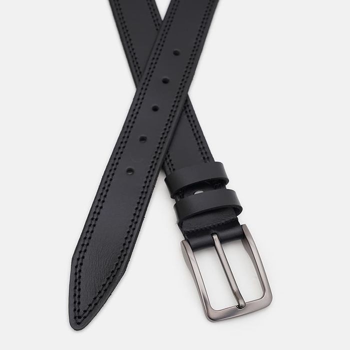 Чоловічий шкіряний ремінь Borsa Leather 125v1fx93-black купити недорого в Ти Купи