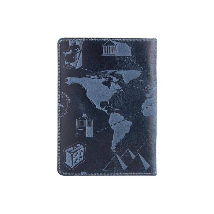 Кожаная обложка на паспорт HiArt PC-01 7 Wonders of the World голубая Голубой купить недорого в Ты Купи